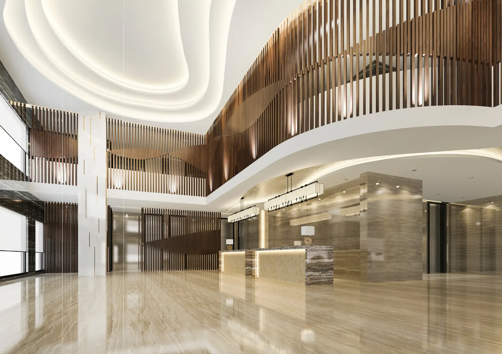 interior cgi of Hotel Lobby in Architectural study
